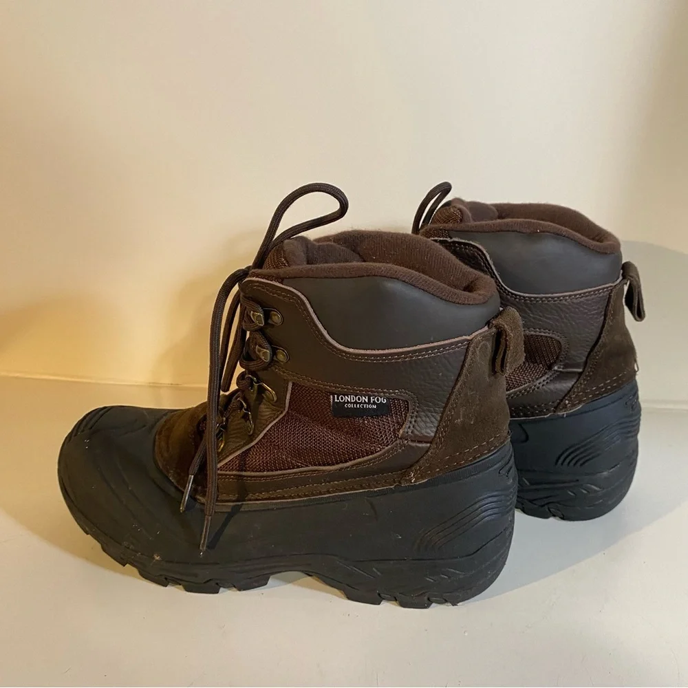 London Fog Woodside Brown Leather Duck Boot Size 8